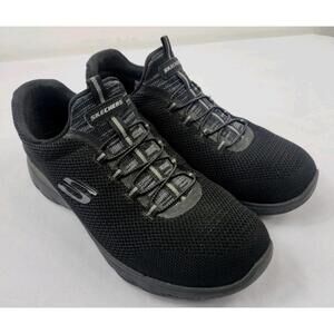 Skechers Womens 8.5 M Black  Memory Foam Casual Slip On Shoes Bungee Lace